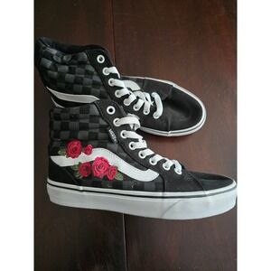 Vans Sk8-Hi Checkerboard Rose Floral Black High Top Sneakers Womens 7 751505